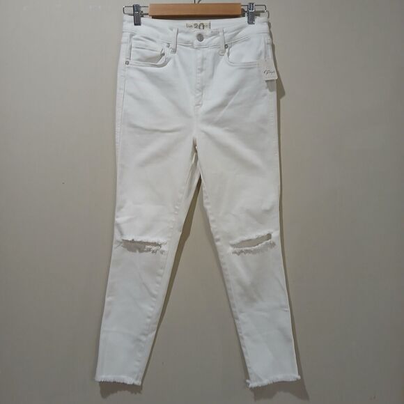 Free People Denim - Free People Jeans Pants 30 Skinny Slasher White New $78 Frayed Hem Ripped NWT